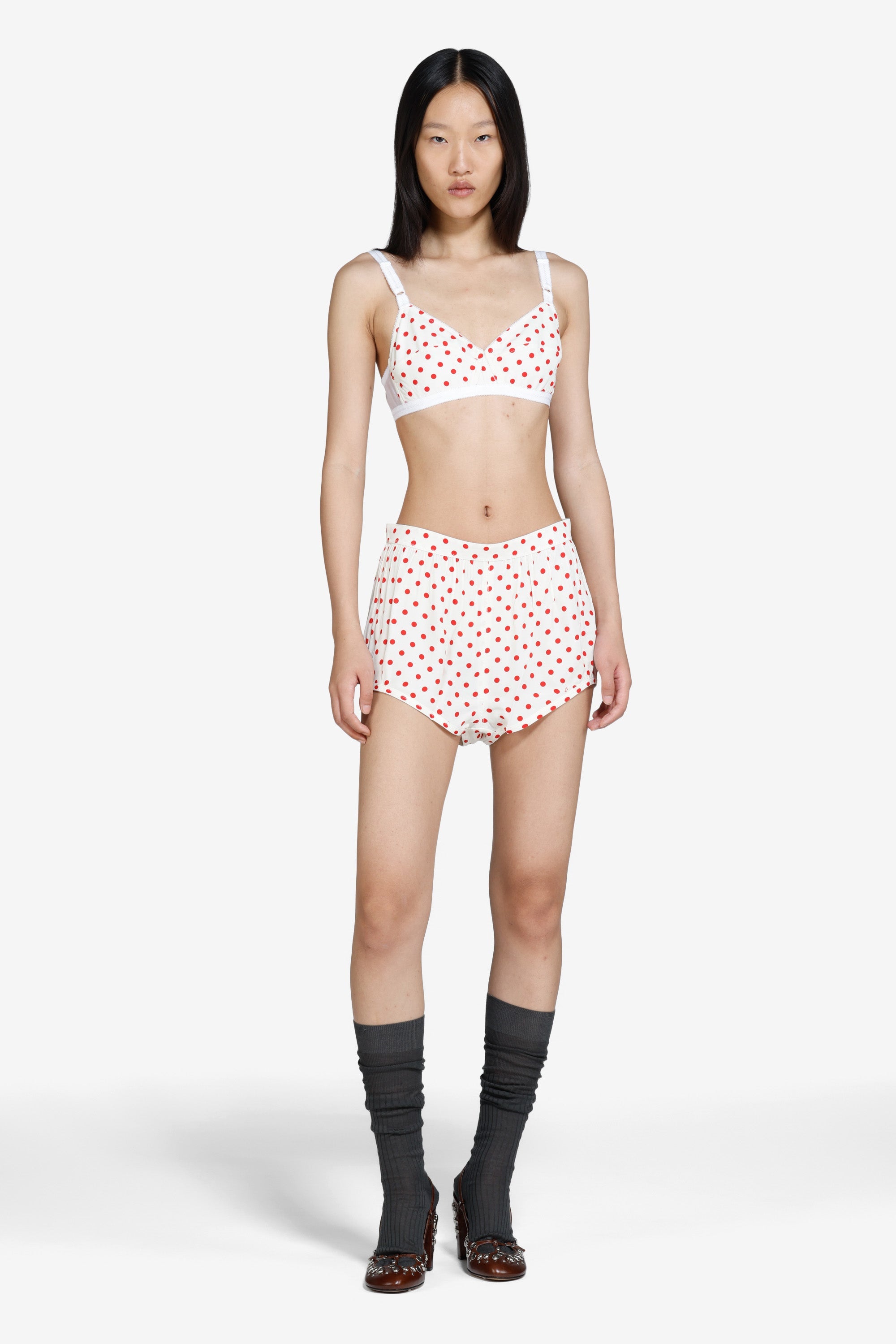 Polka dot printed bra