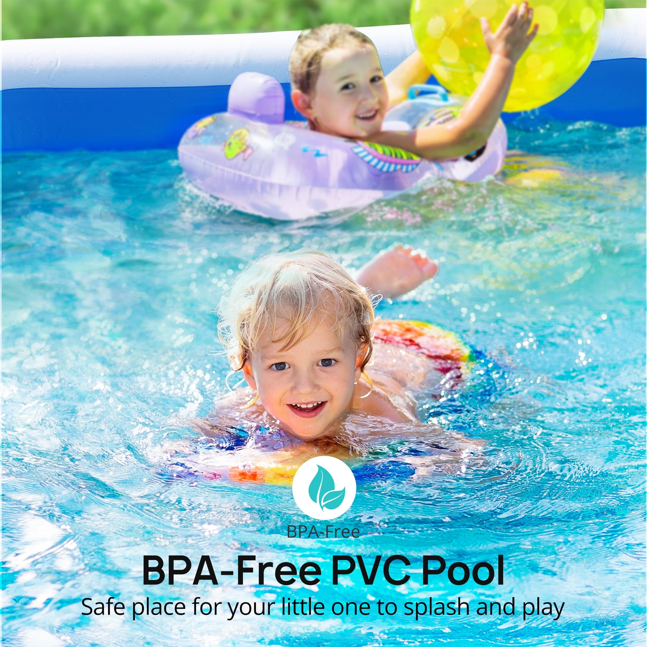TaoTronics Inflatable Swimming Pools, 120'' x 72'' x 20'' Blow up Swimming Pools, Kiddie Pool Large Size Thickened Blow up Swimming Pools Play Center for Kids Children Family Outdoor Garden Backyard