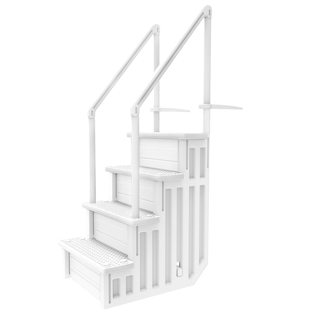 Aqua Select White Outside Flip-up Safety Ladder for Above Ground Pools 48-54H