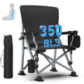LNOW Folding Camping Chair with Cup Holder & Side Pocket Lightweight Portable Chairs for Beach, Sports, Fishing, ‌‌Black