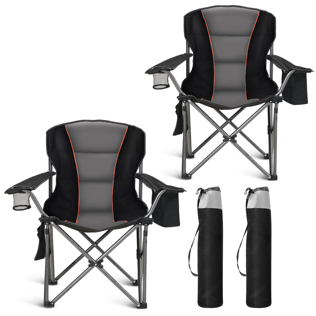Sophia & William 2 Pack Oversized Camping Chair Heavy-Duty Steel Frame Supports 450Lbs, Foldable Outdoor Lawn Chair with Cup Holder for Backyard & Camping, Black
