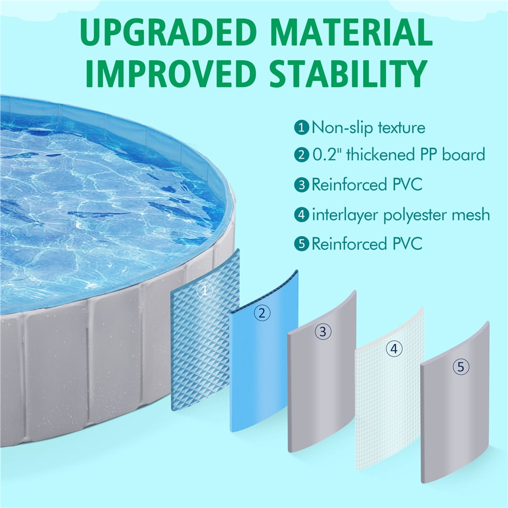 Yaheetech Portable PVC Swimming Pool with Non-slip Bottom for Dogs Cats, XXL, Blue